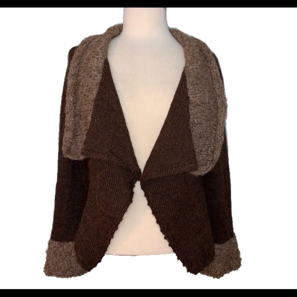 Brown cozy open front cardigan